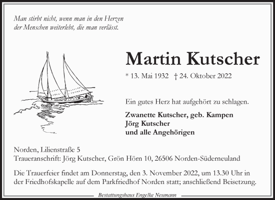 Traueranzeige von Martin Kutscher 