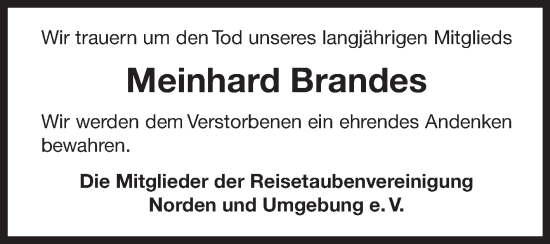 Traueranzeige von Meinhard Brandes 
