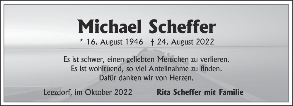  Traueranzeige für Michael Scheffer vom 15.10.2022 aus 