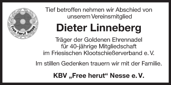 Traueranzeige von Dieter Linneberg 