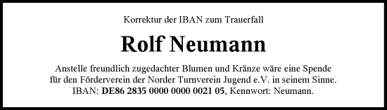 Traueranzeige von Rolf Neumann 