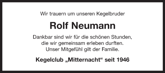 Traueranzeige von Rolf Neumann 