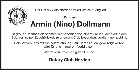 Traueranzeige von Armin Dollmann 