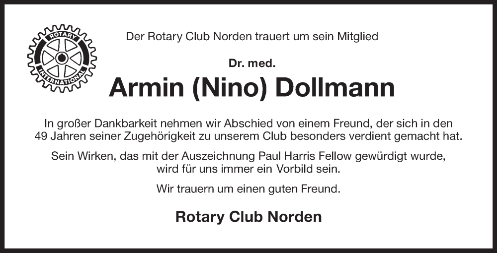  Traueranzeige für Armin Dollmann vom 07.12.2022 aus 