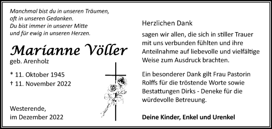 Traueranzeige von Marianne Völler 