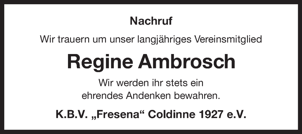  Traueranzeige für Regine Ambrosch vom 21.12.2022 aus 