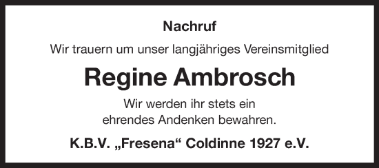 Traueranzeige von Regine Ambrosch 