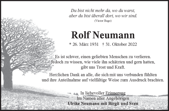 Traueranzeige von Rolf Neumann 