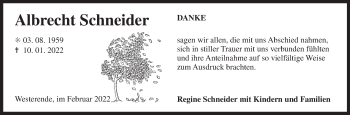 Traueranzeige von Albrecht Schneider 