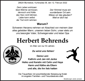 Traueranzeige von Herbert Behrends 