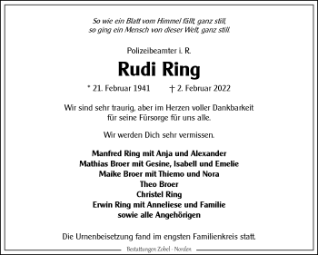 Traueranzeige von Rudi Ring 