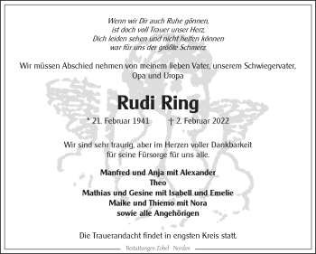 Traueranzeige von Rudi Ring 
