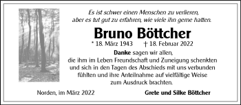 Traueranzeige von Bruno Böttcher 
