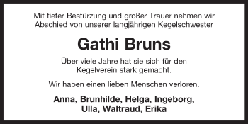 Traueranzeige von Gathi Bruns 