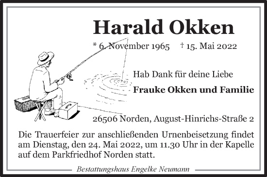 Traueranzeige von Harald Okken 