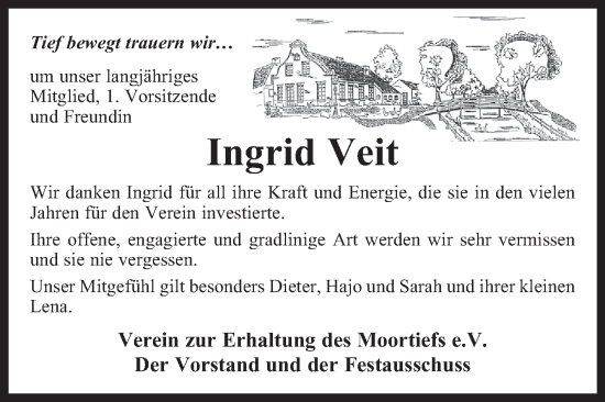 Traueranzeige von Ingrid Veit 