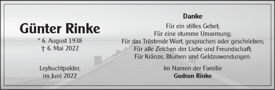 Traueranzeige von Günter Rinke 