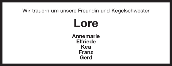 Traueranzeige von Lore  