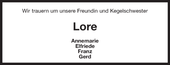 Traueranzeige von Lore  