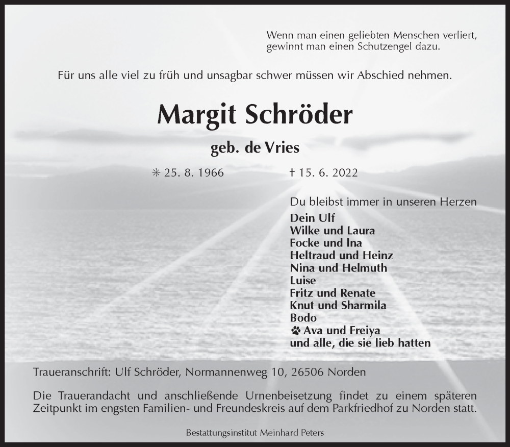  Traueranzeige für Margit Schröder vom 21.06.2022 aus 
