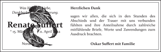 Traueranzeige von Renate Suffert 