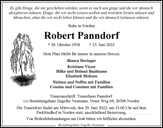 Traueranzeige von Robert Panndorf 
