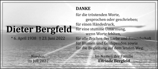 Traueranzeige von Dieter Bergfeld 