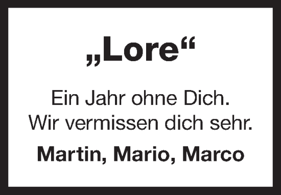 Traueranzeige von Lore  