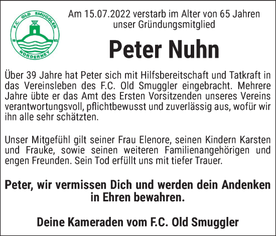 Traueranzeige von Peter Nuhn 