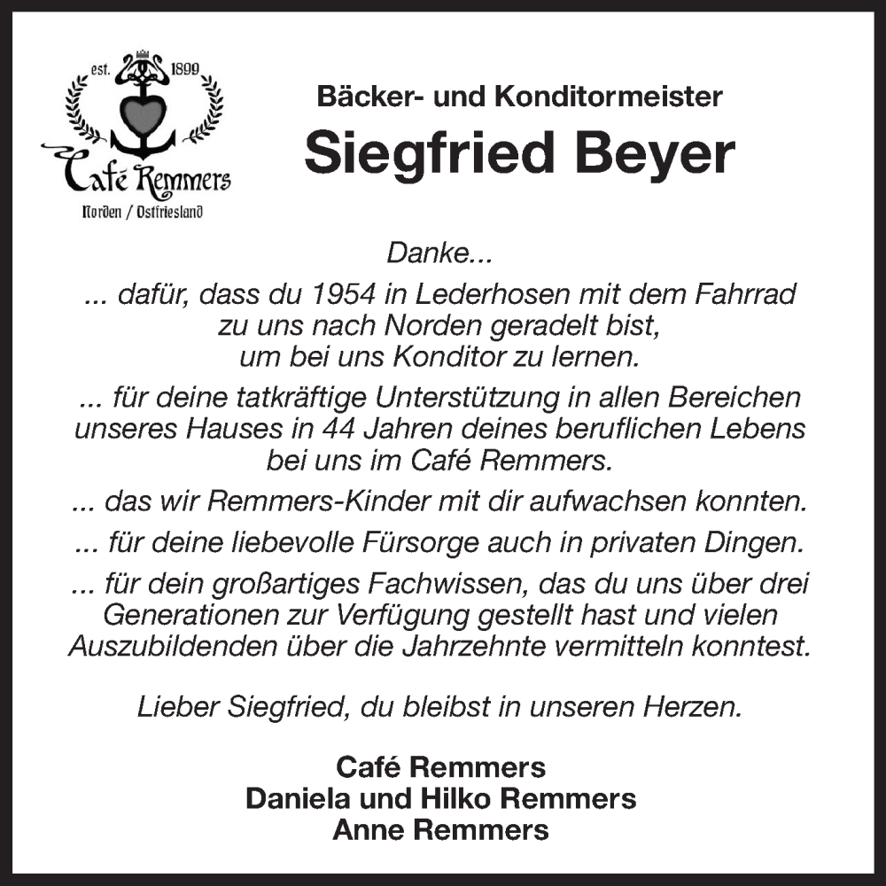  Traueranzeige für Siegfried Beyer vom 30.07.2022 aus 