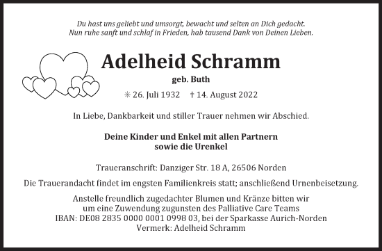 Traueranzeige von Adelheid Schramm 