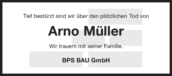 Traueranzeige von Arno Müller 