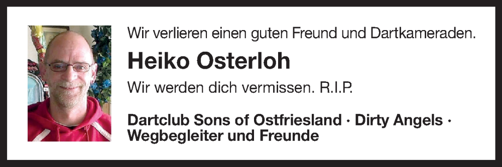  Traueranzeige für Heiko Osterloh vom 06.08.2022 aus 