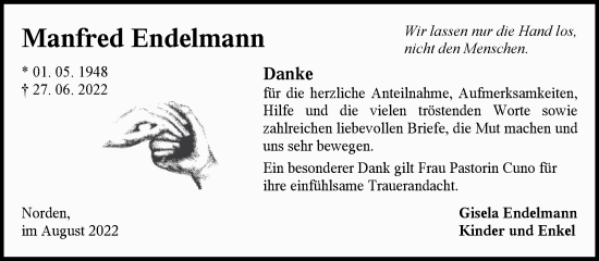 Traueranzeige von Manfred Endelmann 