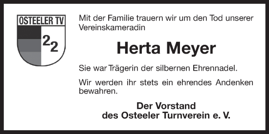 Traueranzeige von Herta Meyer 