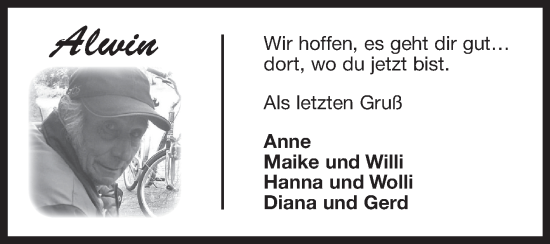 Traueranzeige von Alwin  