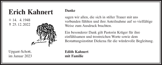Traueranzeige von Erich Kahnert 