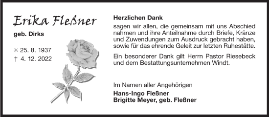 Traueranzeige von Erika Fleßner 