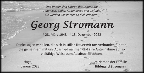 Traueranzeige von Georg Stromann 