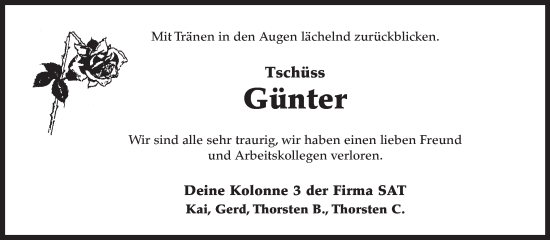 Traueranzeige von Günter  