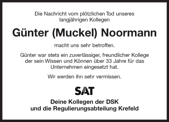 Traueranzeige von Günter Noormann 