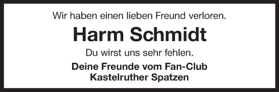 Traueranzeige von Harm Schmidt 