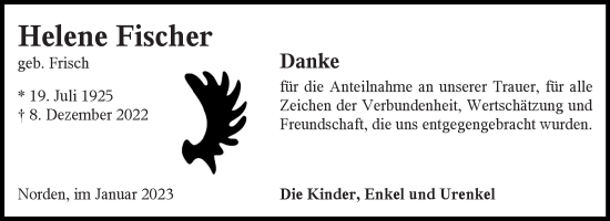 Traueranzeige von Helene Fischer 