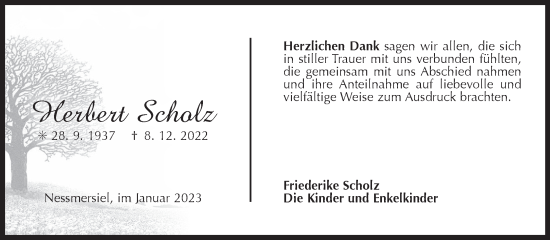 Traueranzeige von Herbert Scholz 