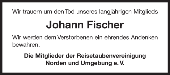 Traueranzeige von Johann Fischer 
