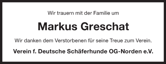 Traueranzeige von Markus Greschat 
