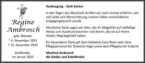 Traueranzeige von Regine Ambrosch 