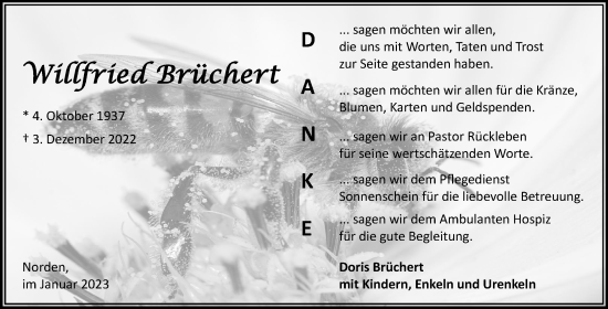 Traueranzeige von Willfried Brüchert 