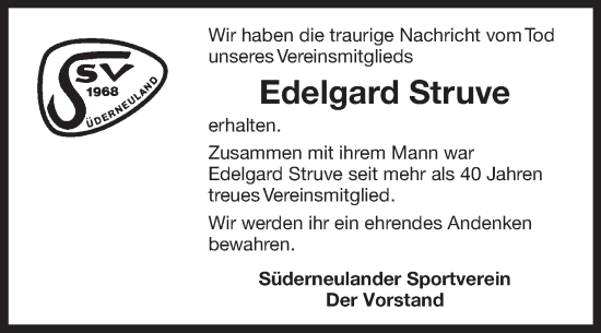 Traueranzeige von Edelgard Struve von Ostfriesischer Kurier