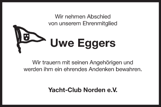 Traueranzeige von Uwe Eggers von Ostfriesischer Kurier